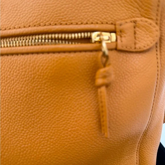 Authentic Chanel Orange Timeless Caviar Dome Zip Tote Shoulder Bag - Picture 7 of 16